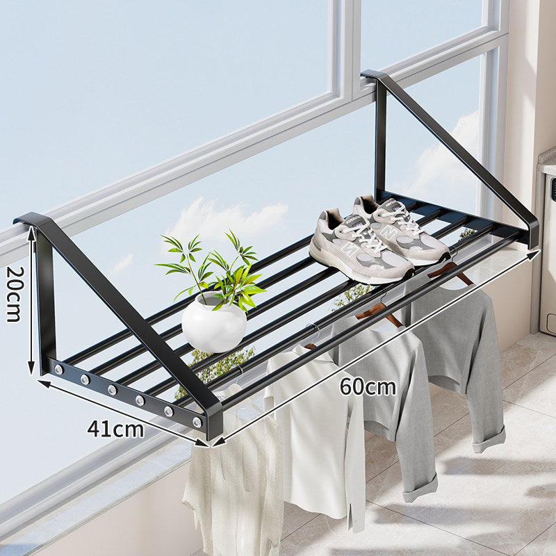Fenster-Montierte Zusammenklappbare Trockenregal mit Mehrfach-Bar Schuh- und Bekleidungsregal