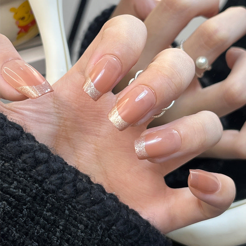 Elegantes Press-On Nagelkunst-Set mit Glitzer-Spitze Brehn