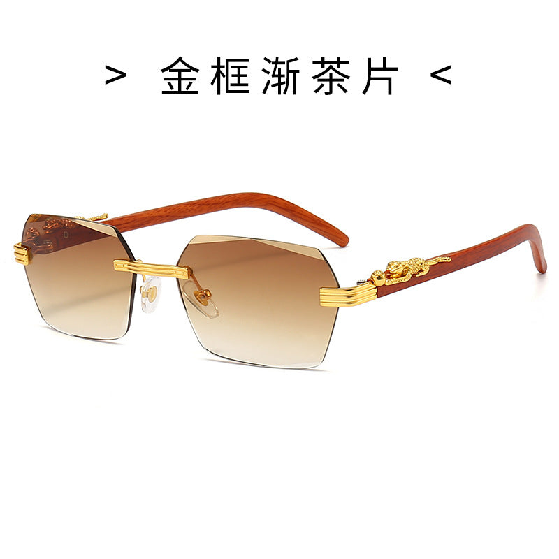 Damen Designer-Sonnenbrille mit kunstvollem Holzrahmen und eleganten Glaselementen Brehn