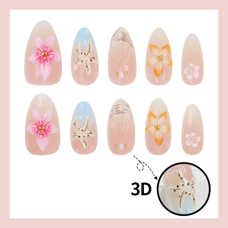 Kunstnagelset mit floralen Motiven und strahlenden Akzenten Brehn