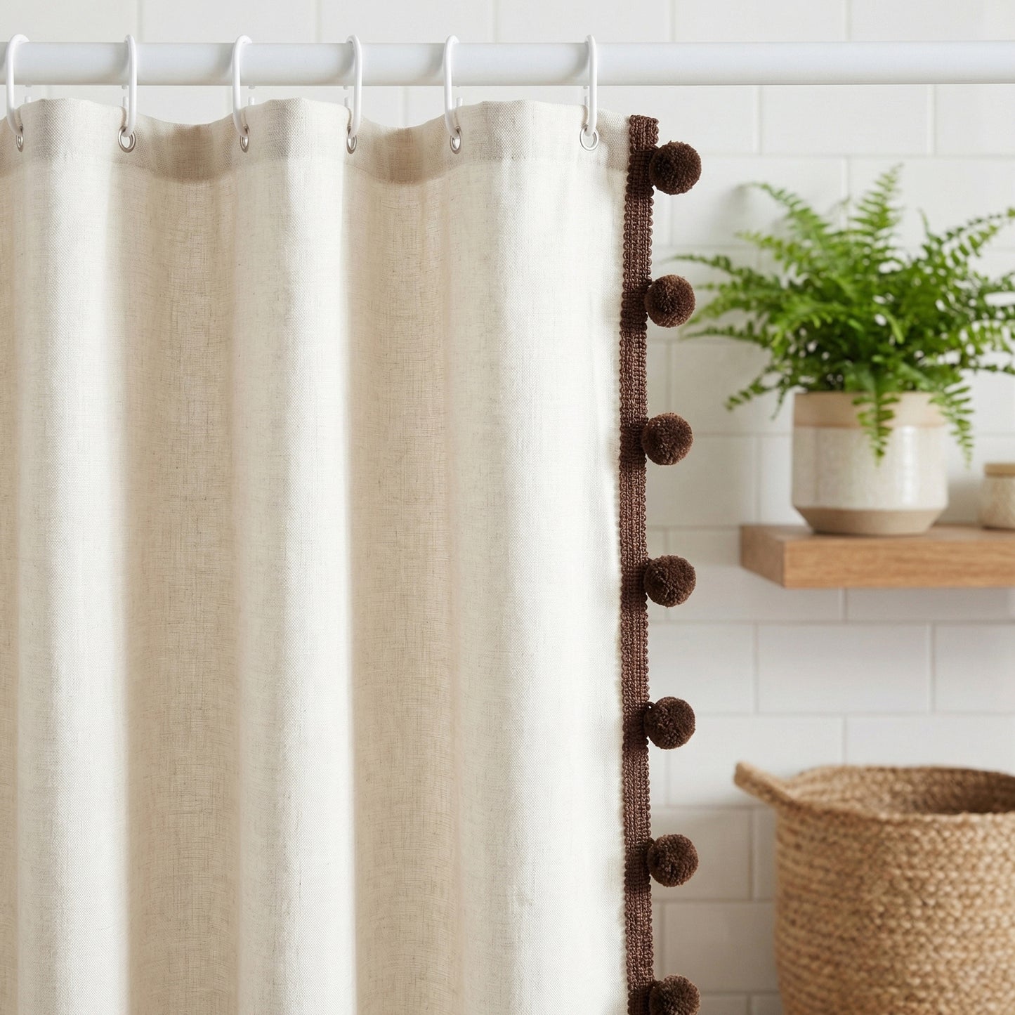 Textured Pom Pom Trim Duschvorhang Brehn