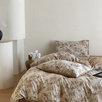 Luxuriöses Baumwoll-Bettwäsche-Set mit abstraktem Floralem Druck und Wendefunktion
