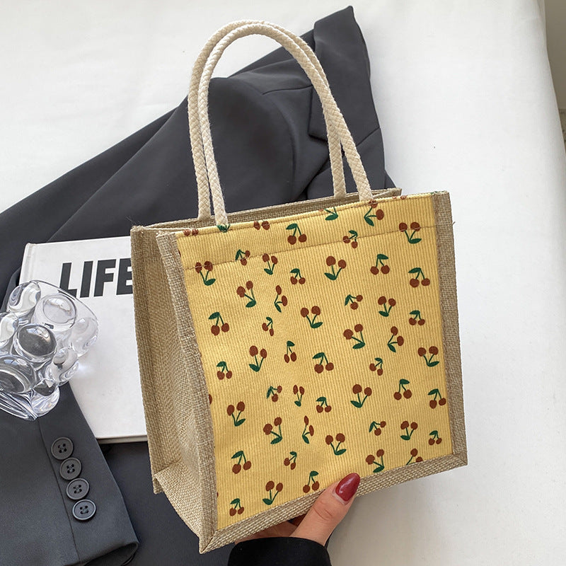 Florales Druck Jute Einkaufstasche