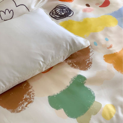 Bettbezug-Garnitur mit handgezeichnetem Doodle-Print und atmungsaktivem Baumwollsatin
