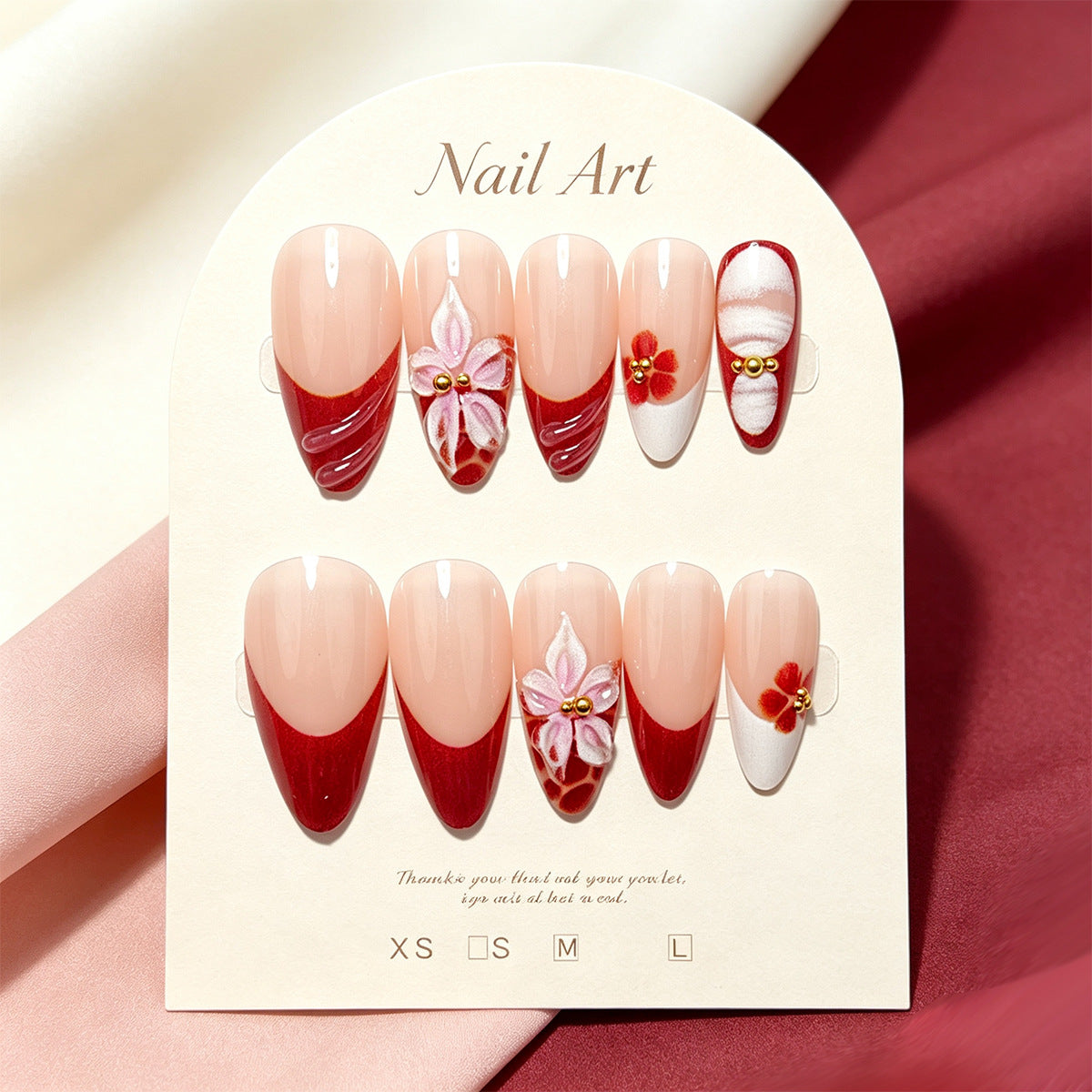 Elegantes Floral Press-On Nail Set