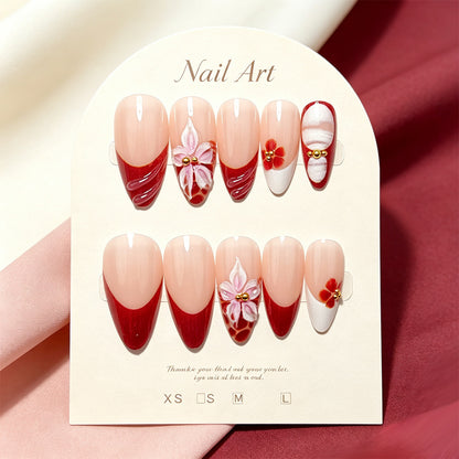 Elegantes Floral Press-On Nail Set