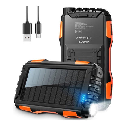 Solarbetriebene Powerbank mit LED-Taschenlampe und Robustem Gehäuse Brehn