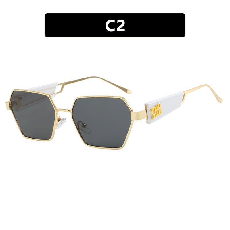 Damen hexagonale Sonnenbrille mit elegantem Metallrahmen und schützenden Gläsern Brehn