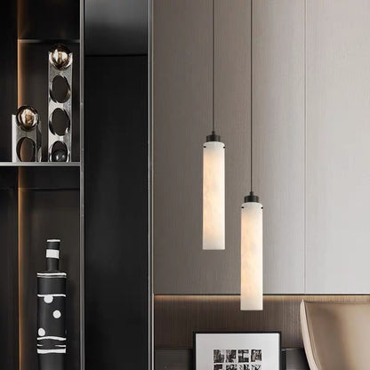 Moderne Marmor Zylinderring Pendelleuchte