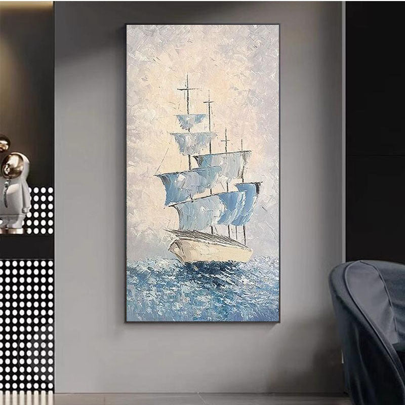 Maritimes Thema Texturiertes Leinwand Kunstwerk