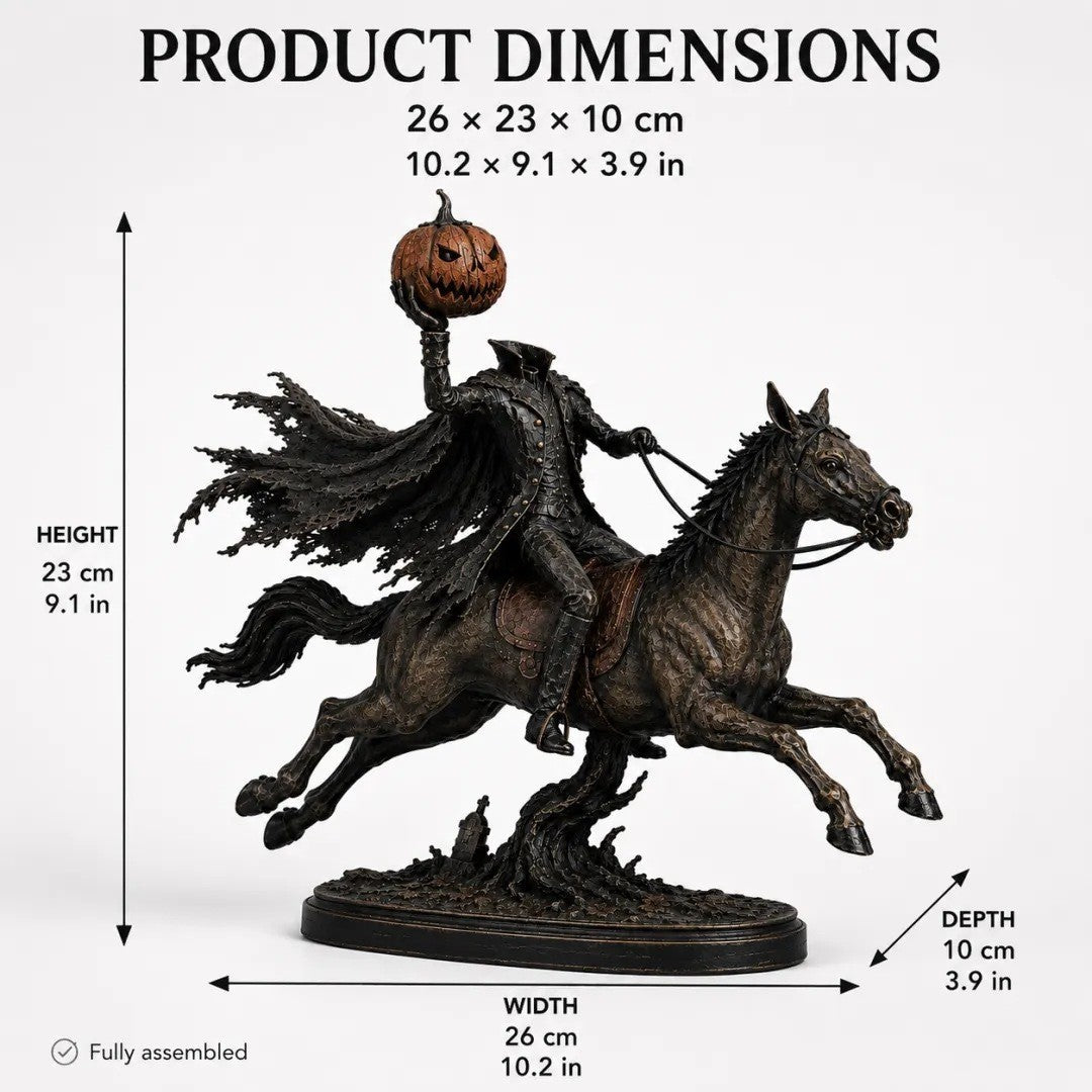Dekorative Halloweenfigur auf Pferd mit Kürbis Brehn