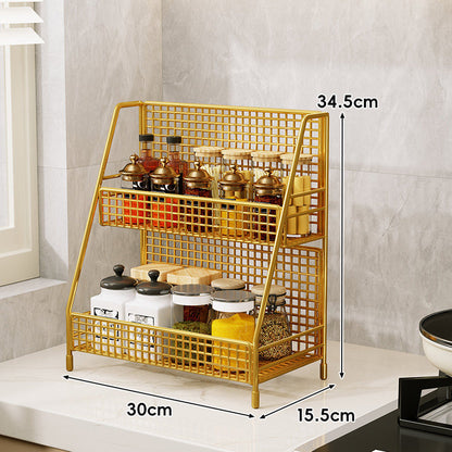 Drei-Tier-Mesh-Arbeitsplatten-Küchenorganisator-Regal für Flaschen und Gewürze