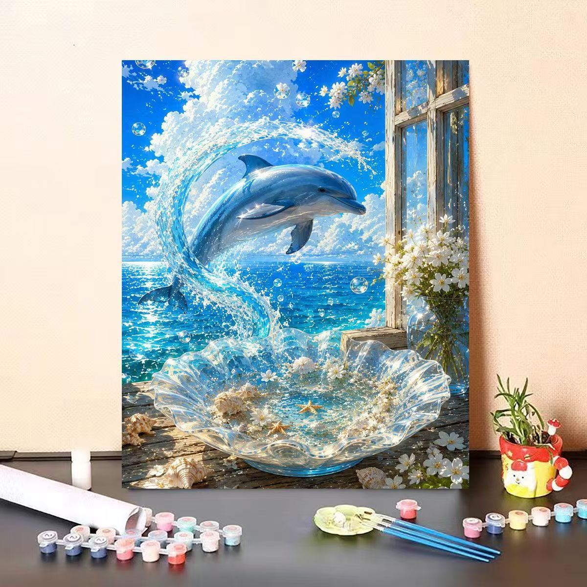 Delfin-Themen DIY Malen nach Zahlen Leinwandkunst Brehn