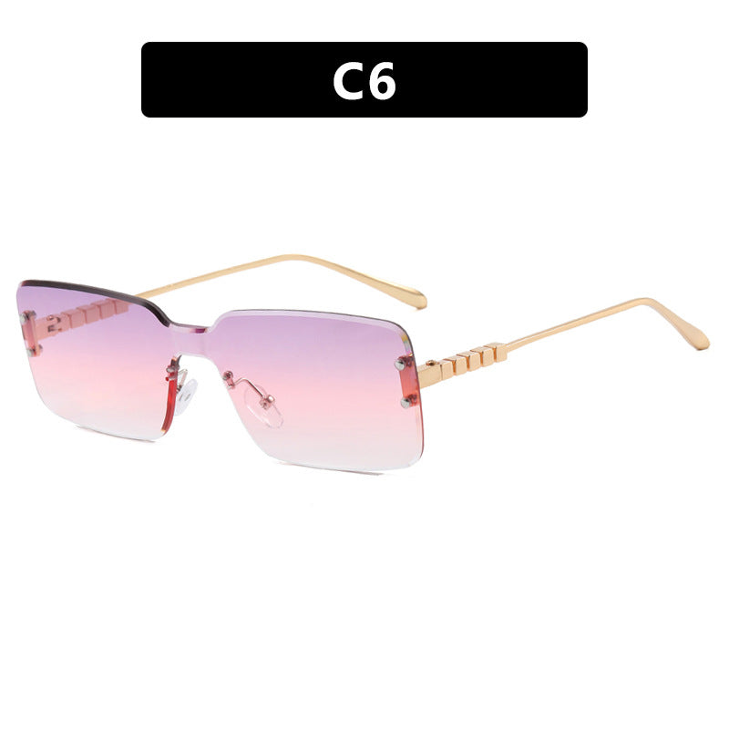 Damen moderne rechteckige Sonnenbrille mit stilvollem Metallrahmen Brehn