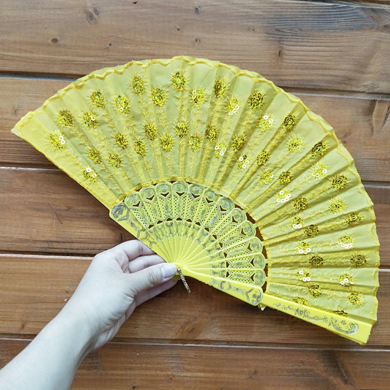 Damen hochwertiger Spitzenfächer mit kunstvollen floralen Motiven Brehn