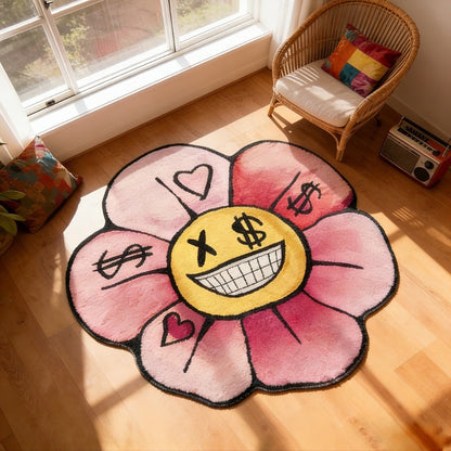 Dekorativer Emoji-Blumenförmiger Teppich