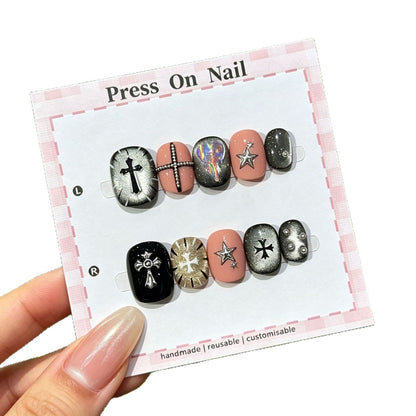 Künstlerisches Press-On-Nagelset mit individuellen Symbol-Designs