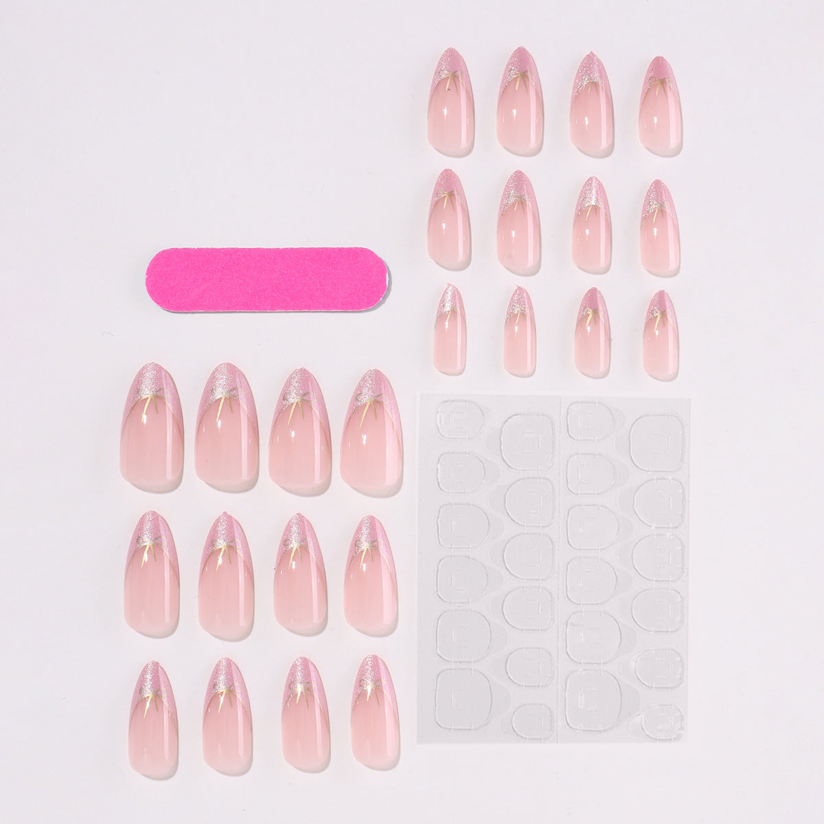 Kunstnagelset mit schimmernden Spitzen und eleganten Schleifen Brehn