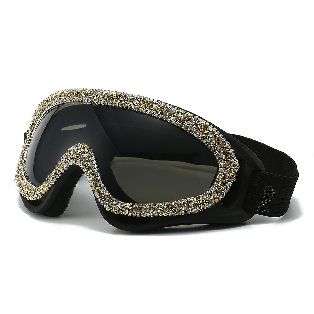 Damen Sportliche Skibrille mit glamourösem Kristallbesatz Brehn