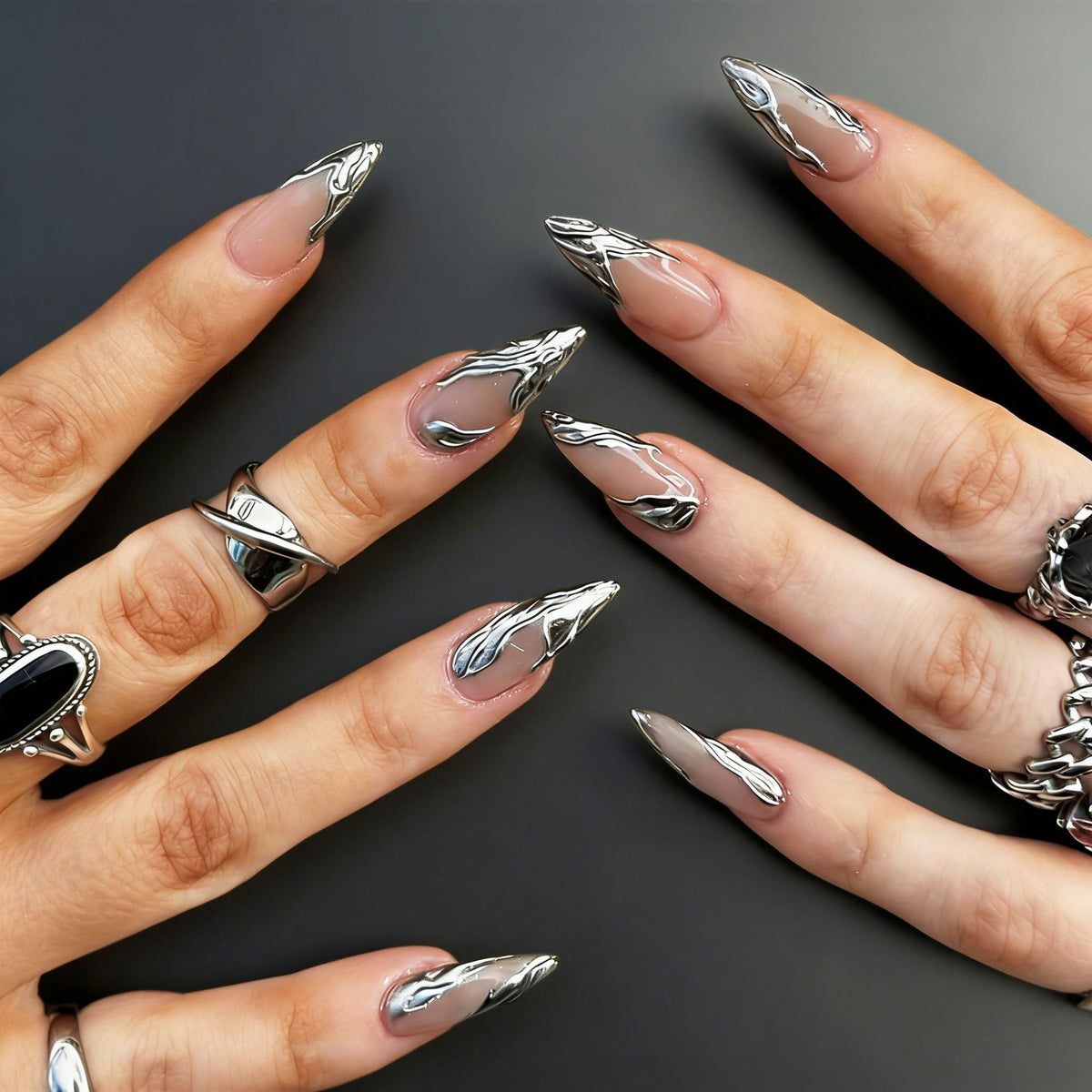 Metallic Design Stiletto Press-On Nägel Brehn