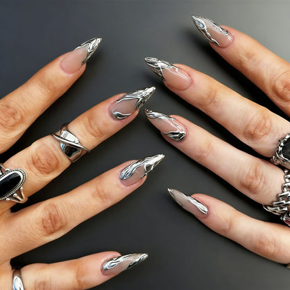 Metallic Design Stiletto Press-On Nägel Brehn