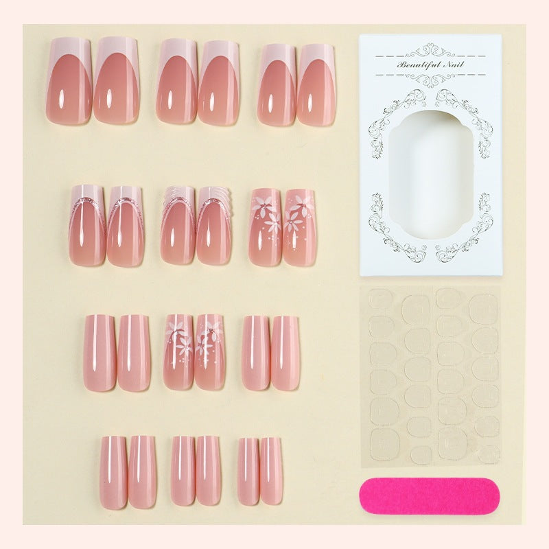 Elegantes Kunstnagelset mit zarten Blumen-Design und Hochglanz-Finish Brehn
