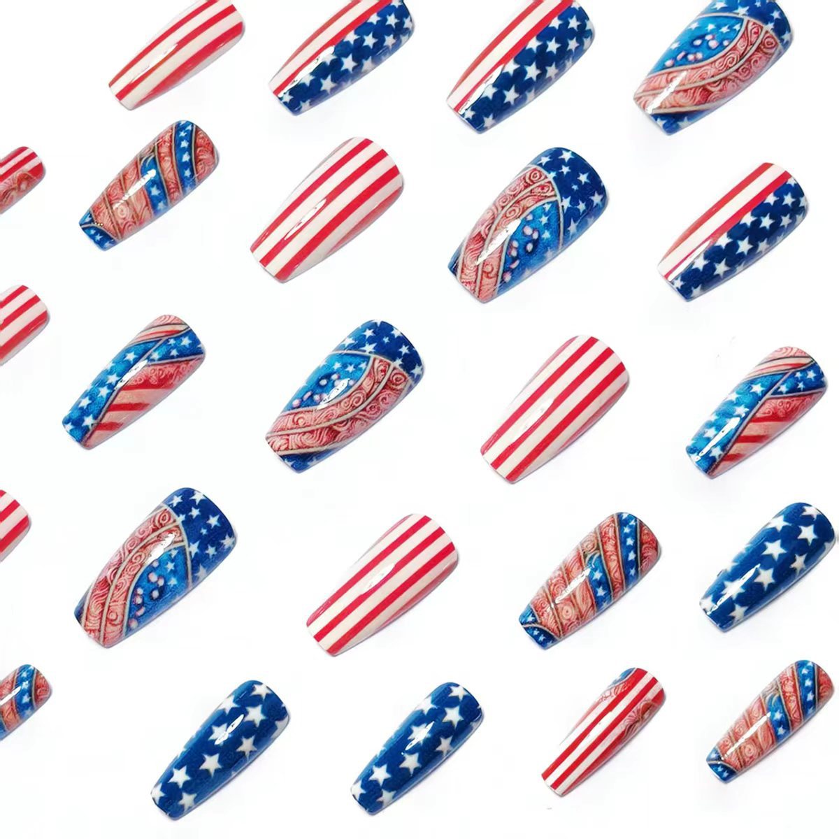 Kunstnägel mit Kreativen Patrioten-Motiven Brehn