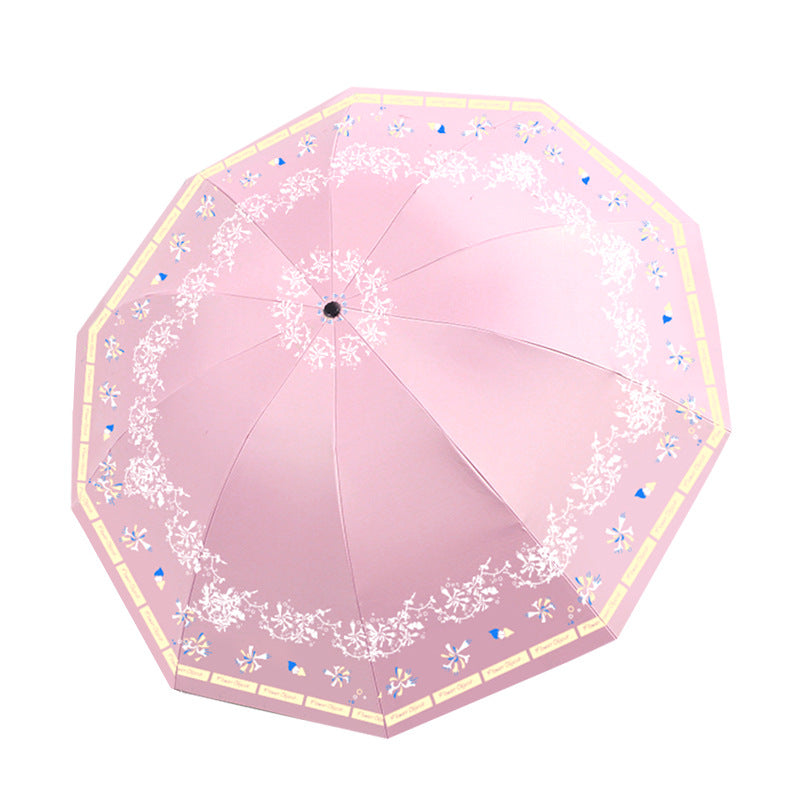 Damen Eleganter Falt-Regenschirm mit floralen Mustern Brehn