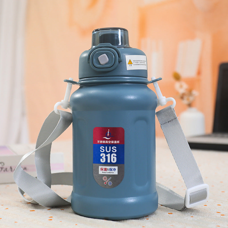 Damen Edelstahl Isolierflasche mit praktischem Tragegurt und innovativem Verschluss Brehn