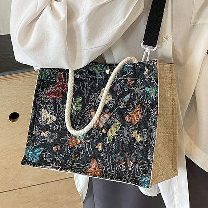 Floral Bestickte Canvas Tragetasche  1790616768