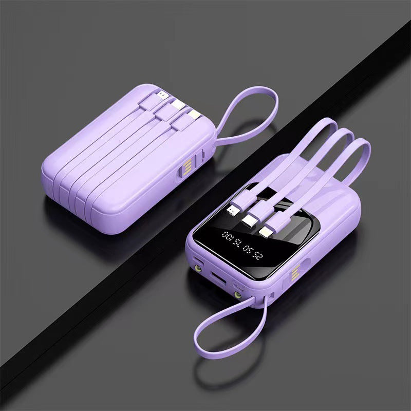 Tragbare Powerbank mit integriertem multifunktionalen Kabelsystem und digitaler Anzeige Brehn