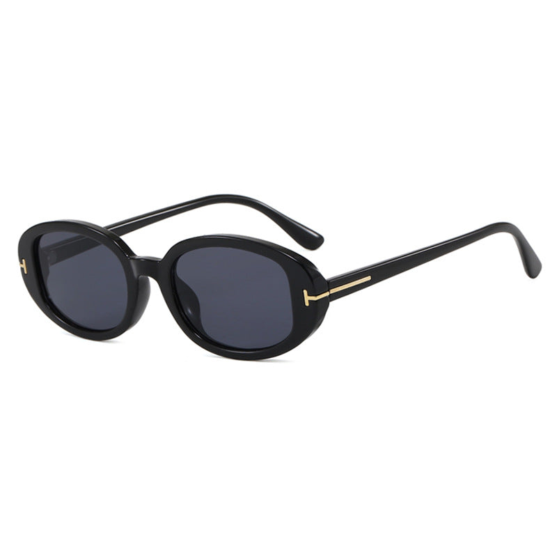 Damen stilvolle ovale Sonnenbrille mit goldenen Details Brehn