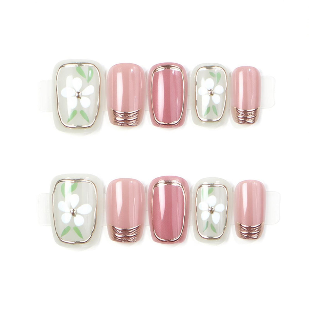 Blumenmuster Press-On Nagelkunst Set Brehn