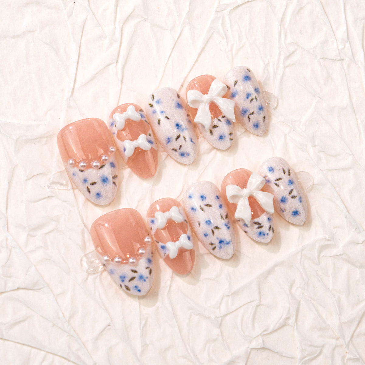 Florale Akzent Dekorative Press-On Nagelkunst Set Brehn