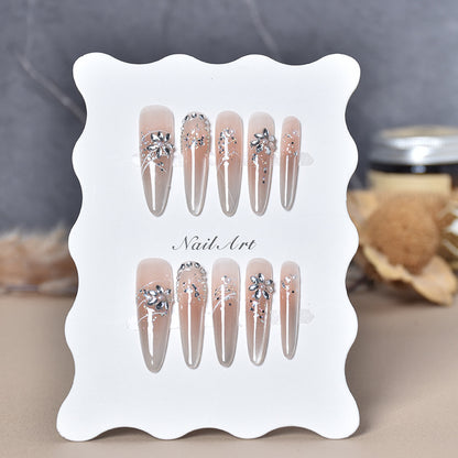 Elegante Stiletto Press-On Nagelverlängerungen mit Strass Brehn