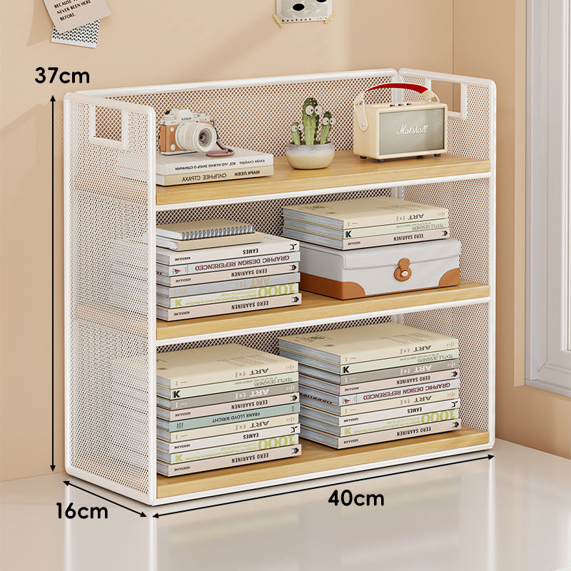 Perforiertes Metall Zwei-Ebenen Schreibtisch-Organizer-Regal mit integrierten Tragegriffen