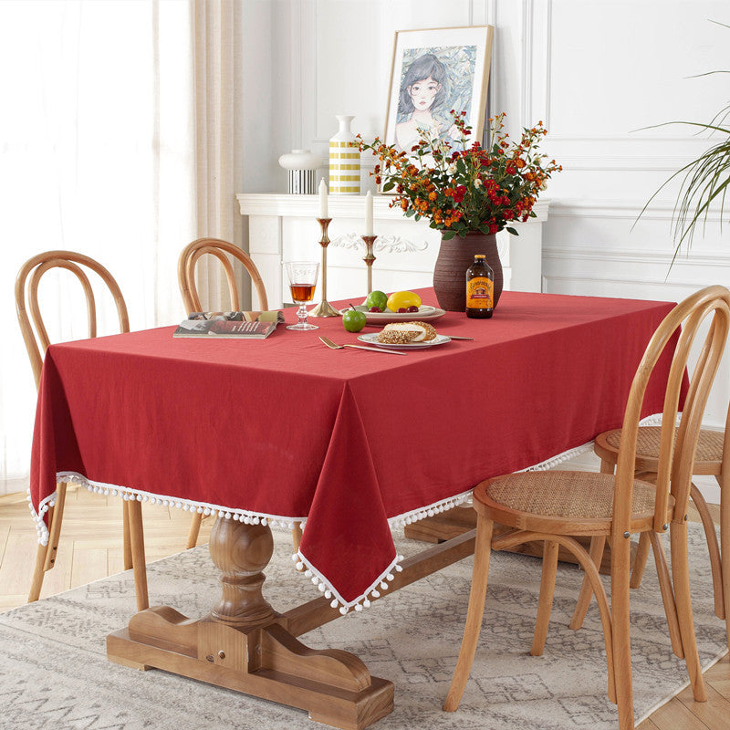 Pom-Pom Trim Tischdecke
