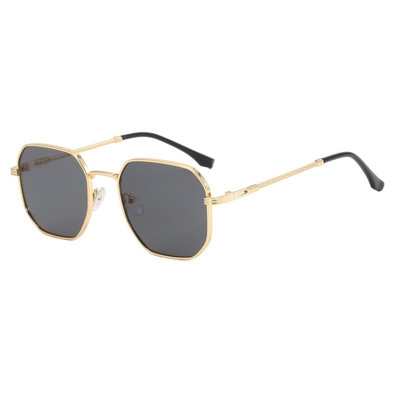 Damen extravagante geometrische Sonnenbrille mit markantem Metallrahmen Brehn