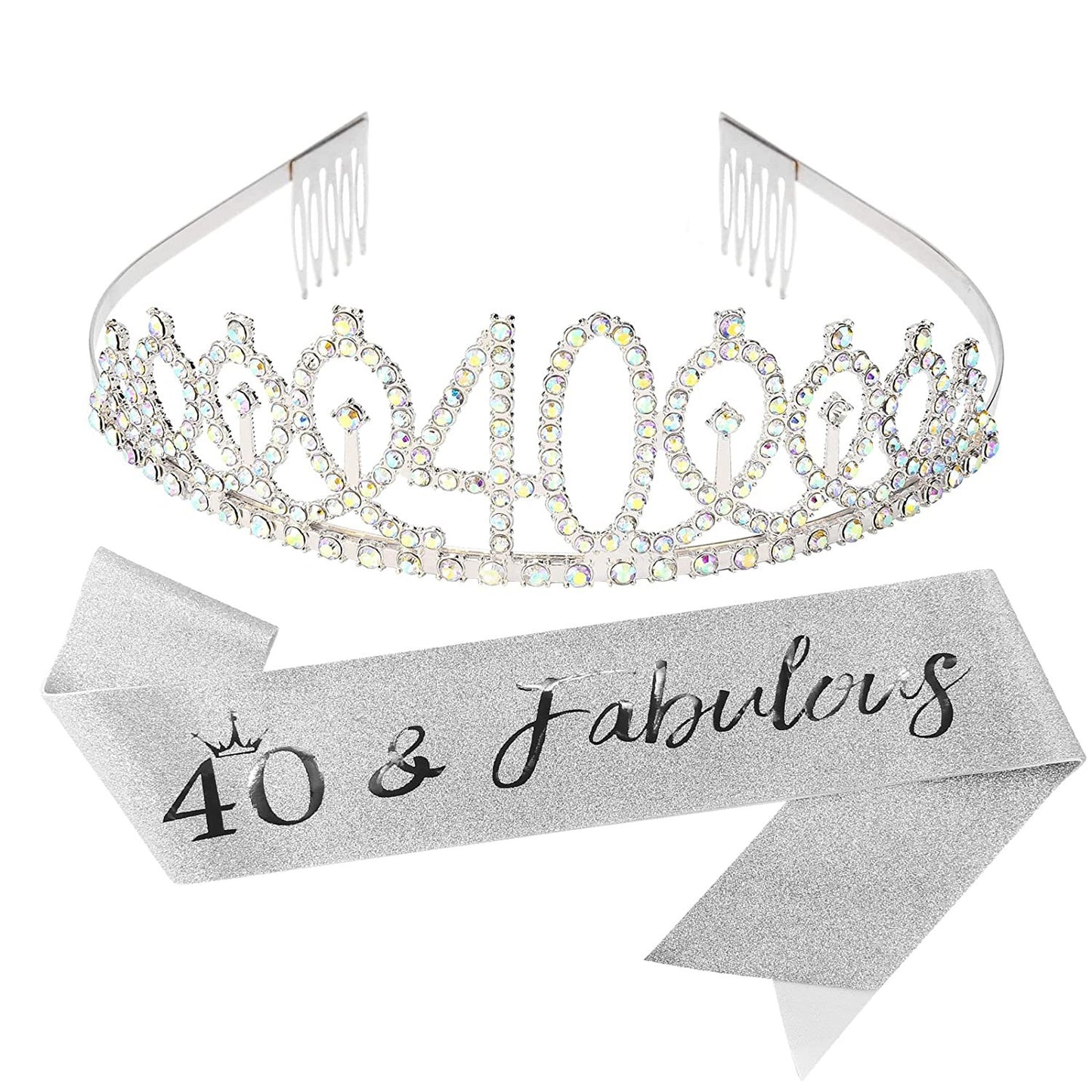 Damen Glitzernde Tiara mit personalisiertem 80. Geburtstagsschriftzug Brehn