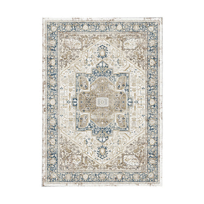 Vintage Distressed Persian-Style Machine-Woven Low-Pile Area Rug