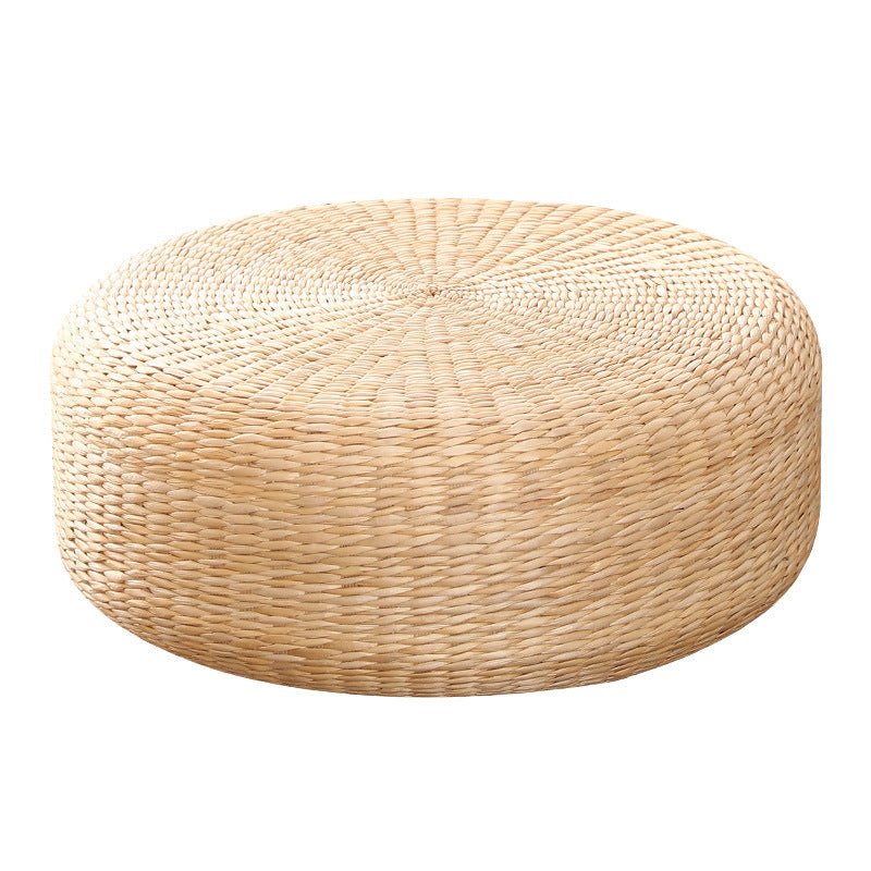 Eleganter Runder Pouf Aus Naturmaterialien Brehn