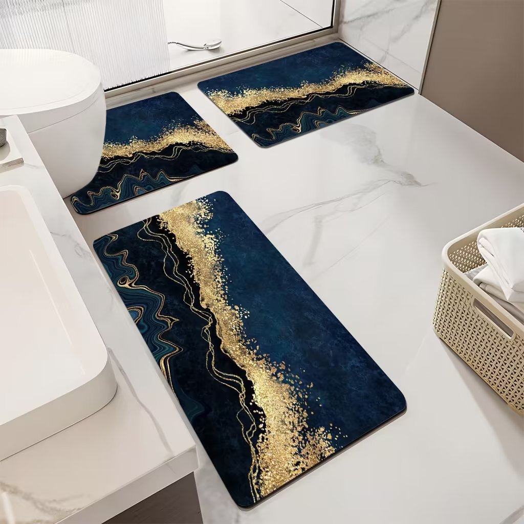 Luxuriöses Marmor-Design Badematten-Set Brehn