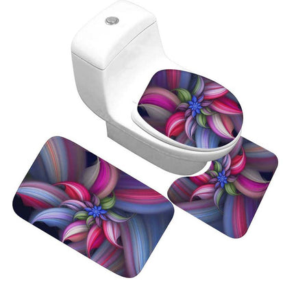 Blumenmuster Toilettenteppich Set
