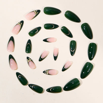 Elegante Stiletto-Gel-Nagelkunstverlängerungen mit dekorativen Schleifen Brehn