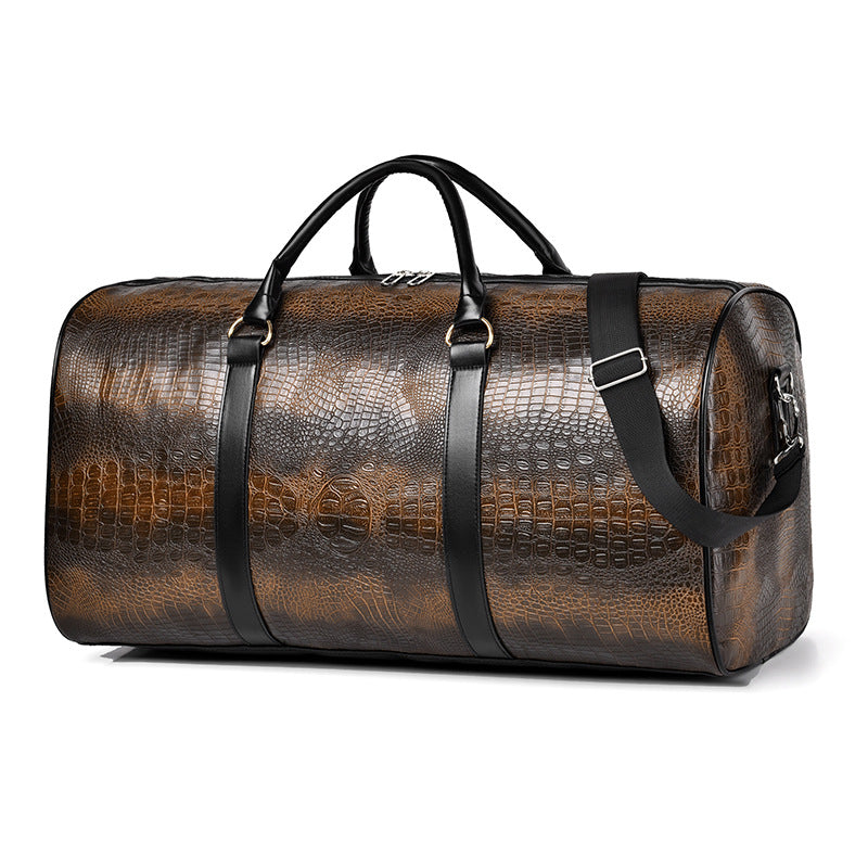 Luxuriöse Reisetasche Aus Hochwertigem Kunstleder mit Elegantem Kroko-Muster Brehn