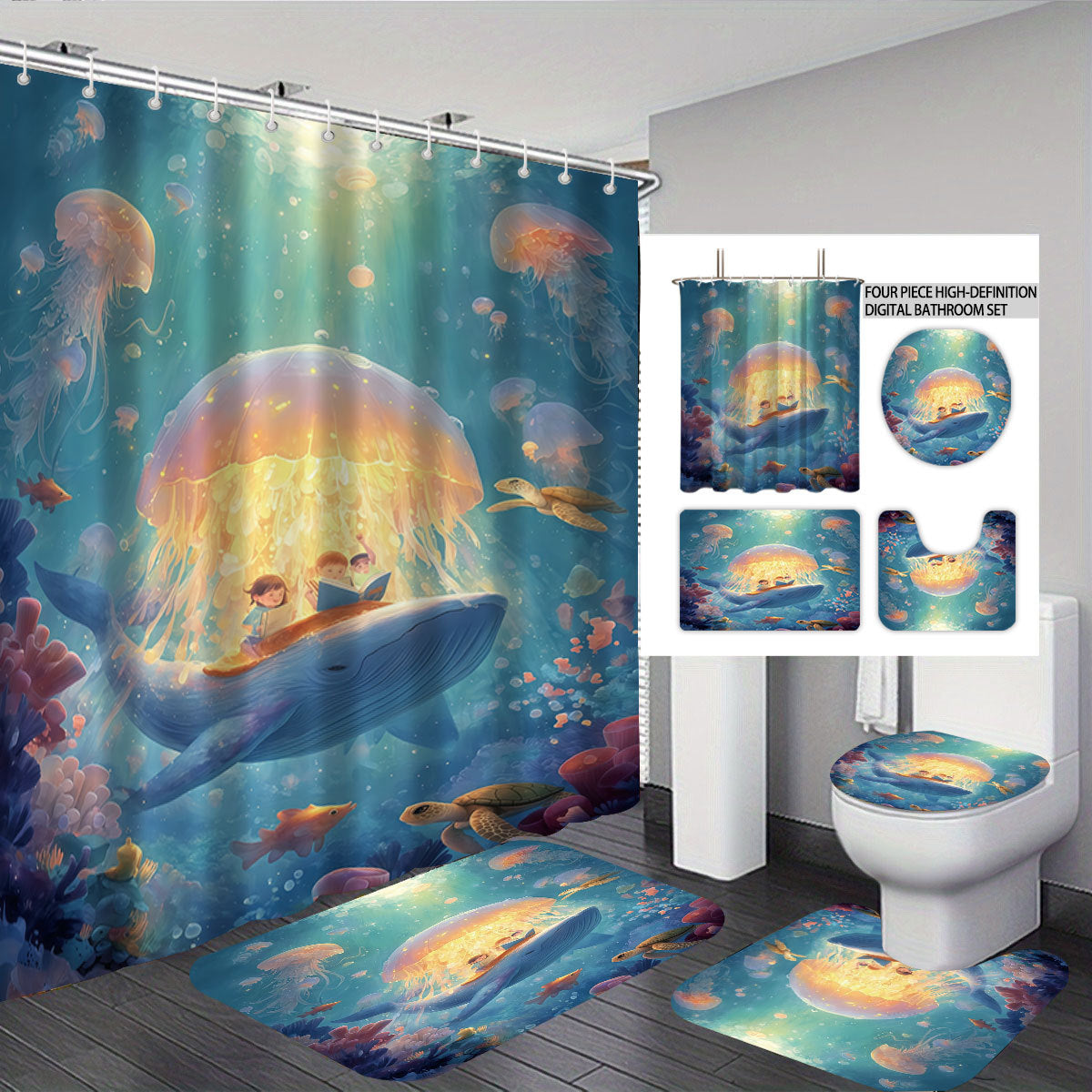 Niedliches Kuh-Themen Digitales Badezimmer Set Brehn