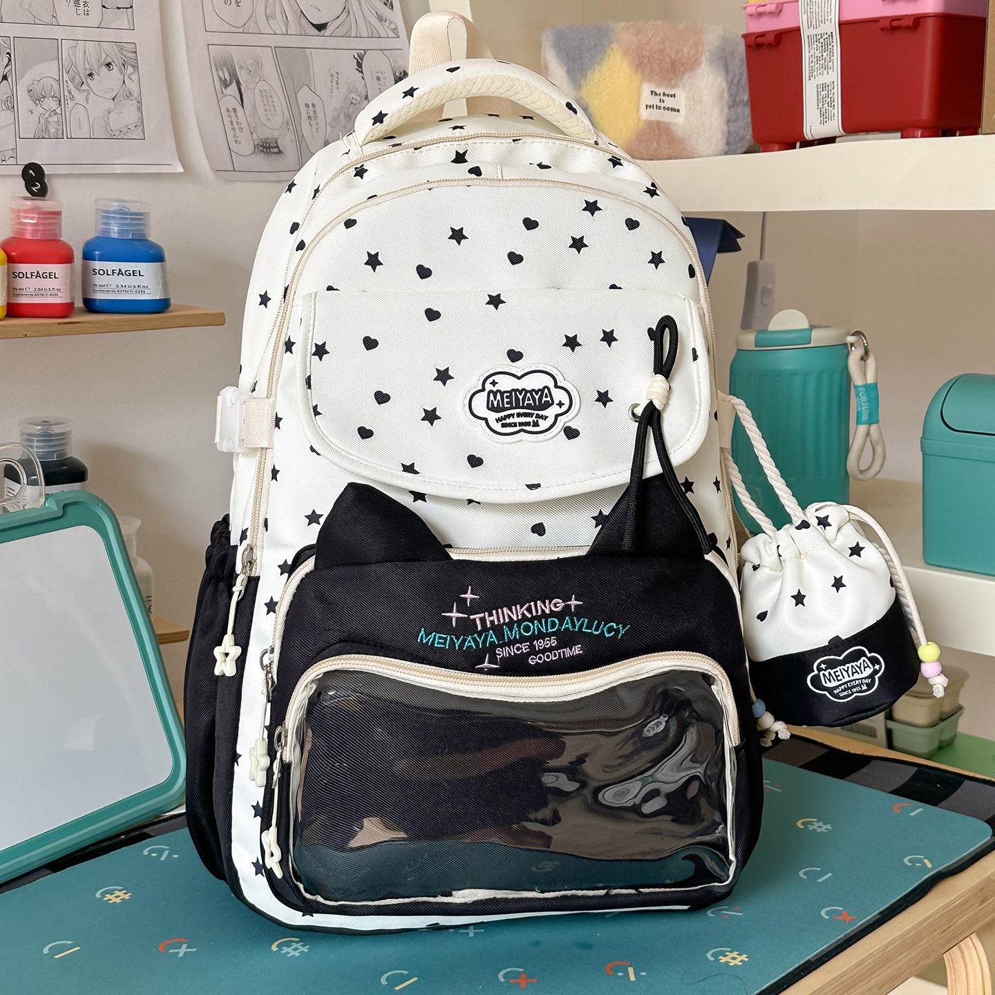 Leichtgewichtiger stylischer Rucksack mit Sternmuster