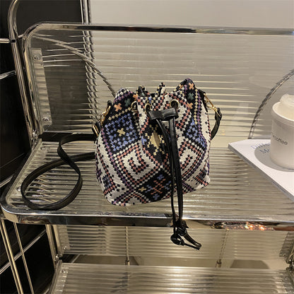 Bohemian-Stil Kordelzug Eimer Tasche