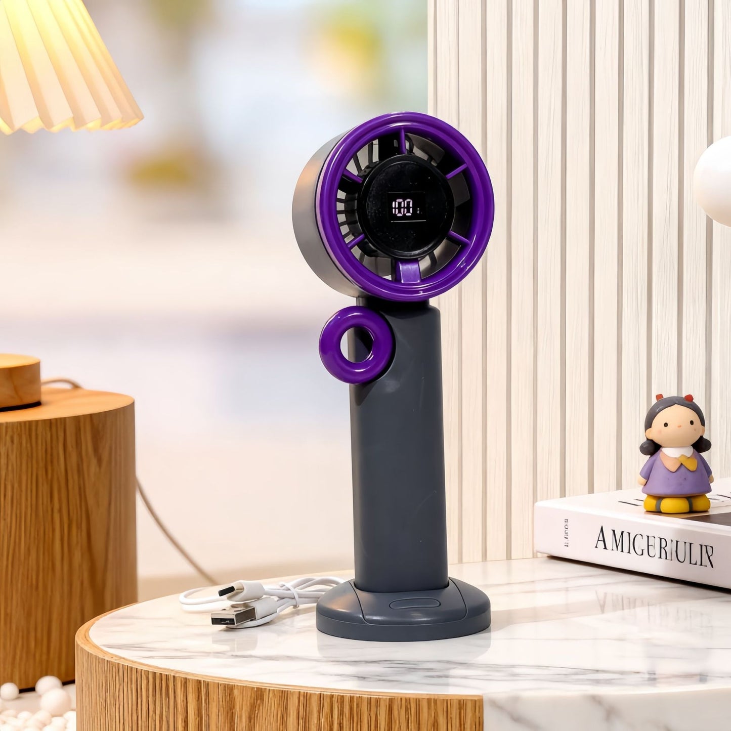 Damen Tragbarer Lüfter mit USB-Anschluss und Digitalanzeige Brehn