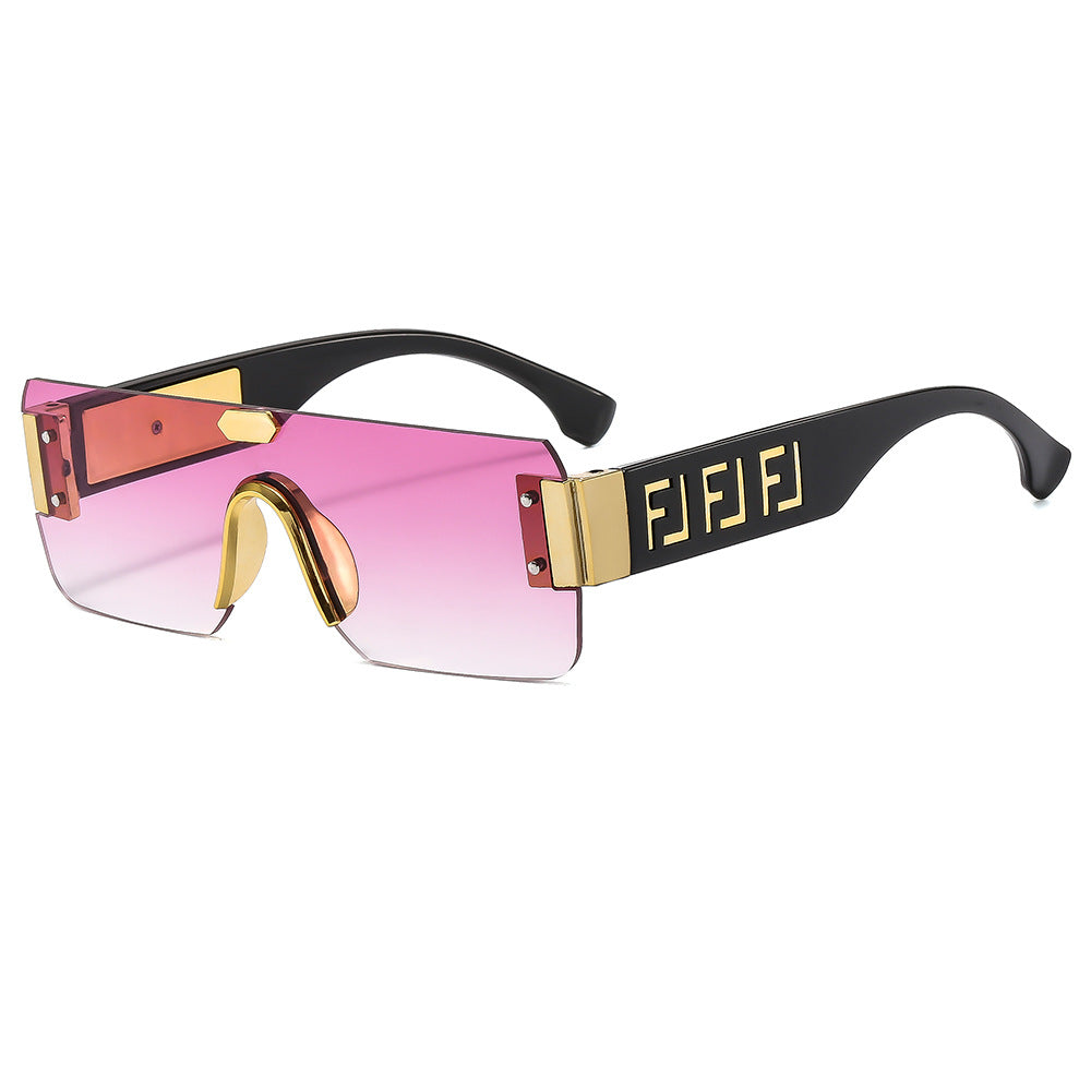 Damen futuristische Oversize-Sonnenbrille mit Metall-Details Brehn